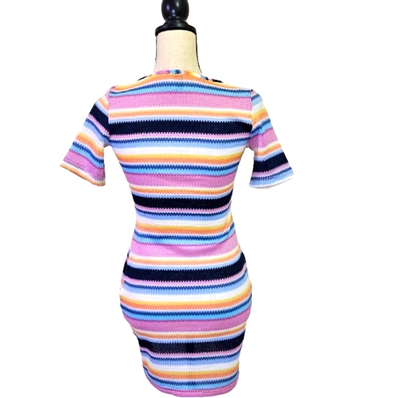 Princess Polly Blue/Pink Multi-Color Striped Bodycon Mini Dress, Size 6 - Picture 10 of 16